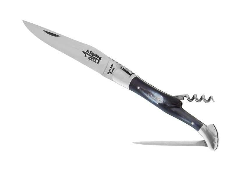 LAGUIOLE G.DAVID 3P CORNE MITRES INOX MAT 12CM CARBONE