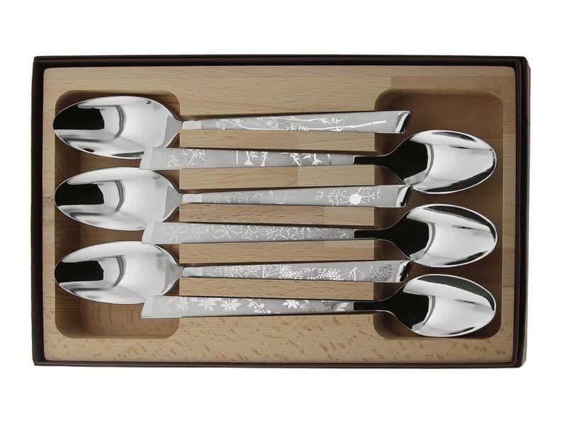 COFFRET 6 CUILLERS TABLE INOX DECOR NATURA